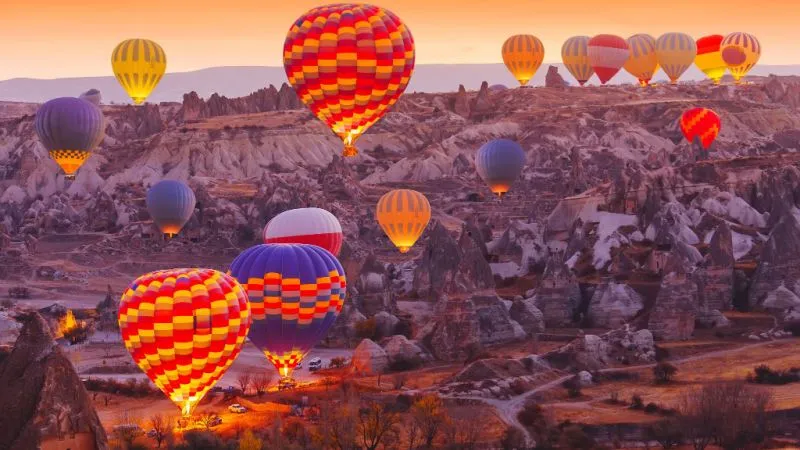 Enjoy the Aerial View of the Hot Air Balloon at Sunrise
