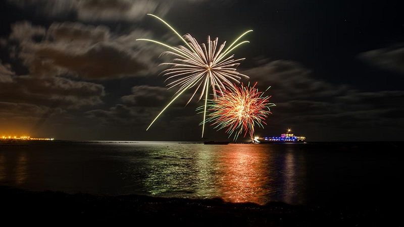 Fireworks on a Cruise in Cyprus at Night