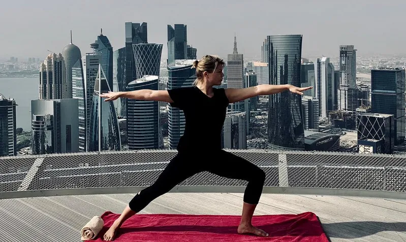 Helipad Yoga at Shangri La Hotel