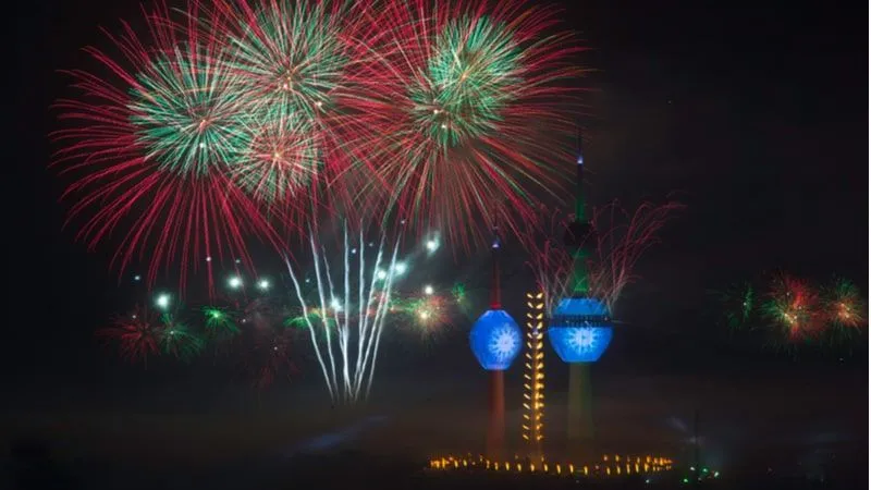 عروض الألعاب النارية ليلة رأس السنة الجديدة في الكويت 