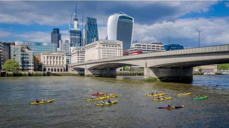 Kayak on The River Thames In London, England